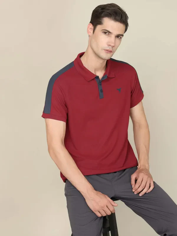 Men Colorblock Slim Fit Polo T-shirt with MATPIQ - Image 3