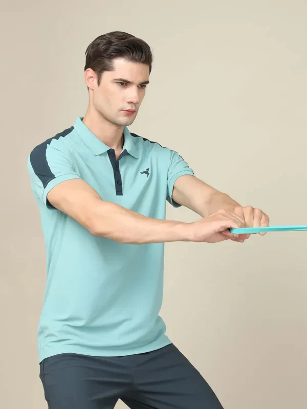 Men Colorblock Slim Fit Polo T-shirt with MATPIQ - Image 2