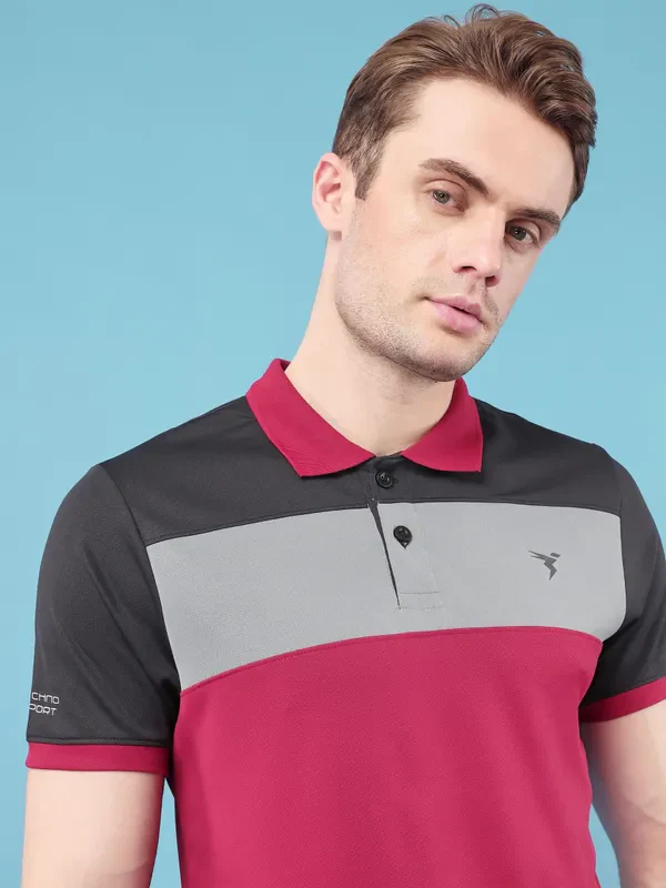 Men Colorblock Slim Fit Polo T-shirt with TECHNO COOL+ - Image 5