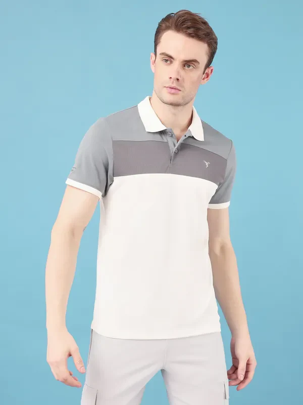 Men Colorblock Slim Fit Polo T-shirt with TECHNO COOL+