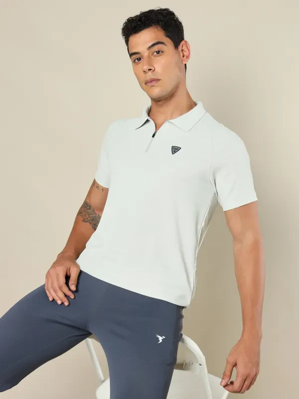 Men Self Design Regular Fit Polo T-shirt with MATPIQ - Image 2