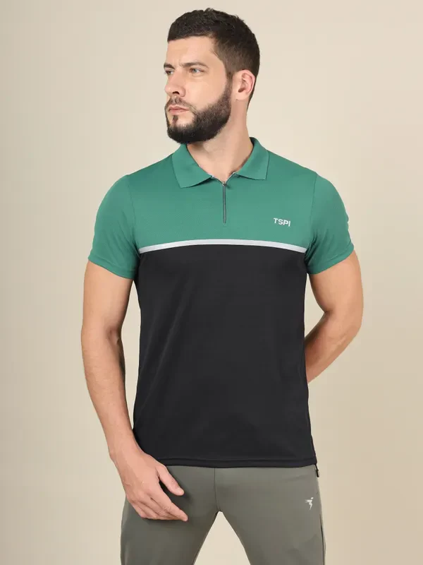Men Colorblock Slim Fit Polo T-shirt with TECHNO COOL+ - Image 2