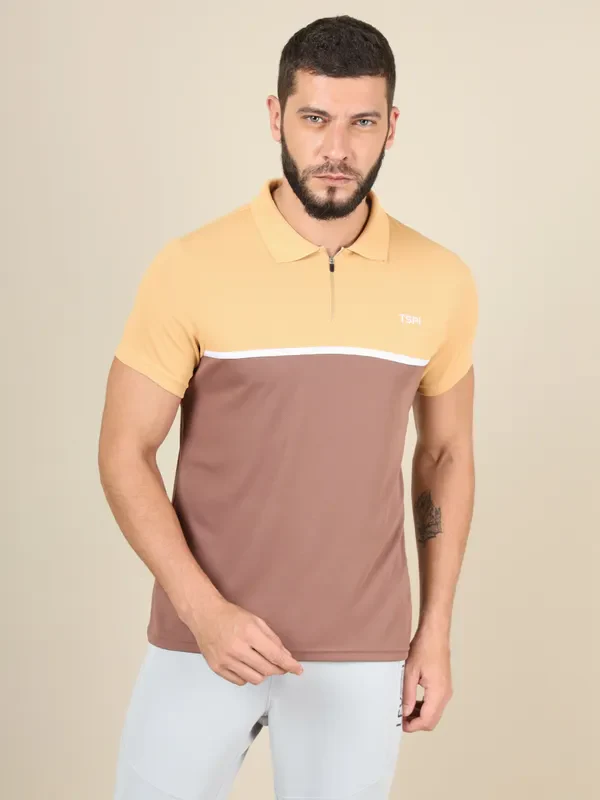 Men Colorblock Slim Fit Polo T-shirt with TECHNO COOL+ - Image 2