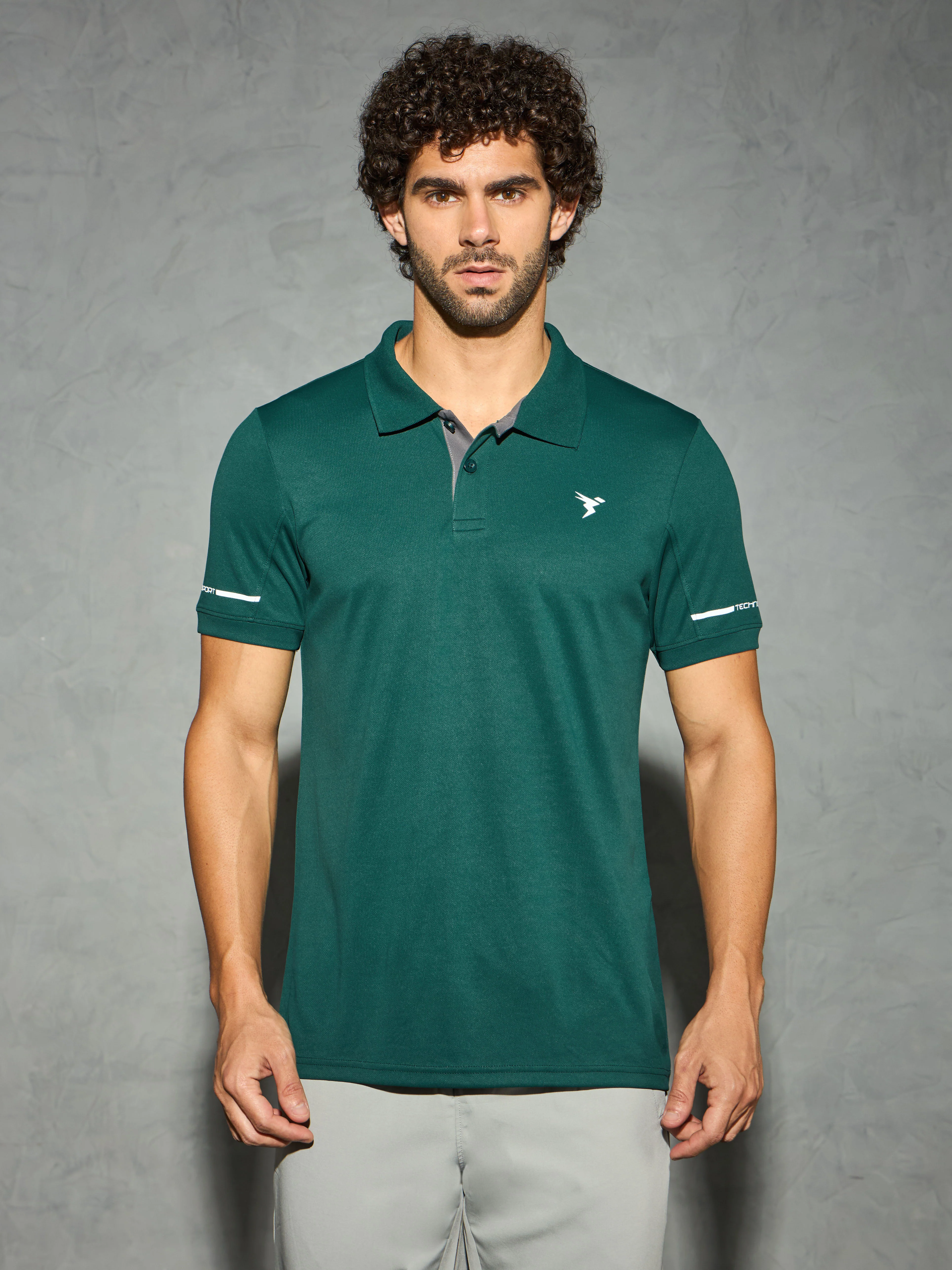 Men Solid Slim Fit Polo T-shirt with TECHNO COOL+ - Image 2