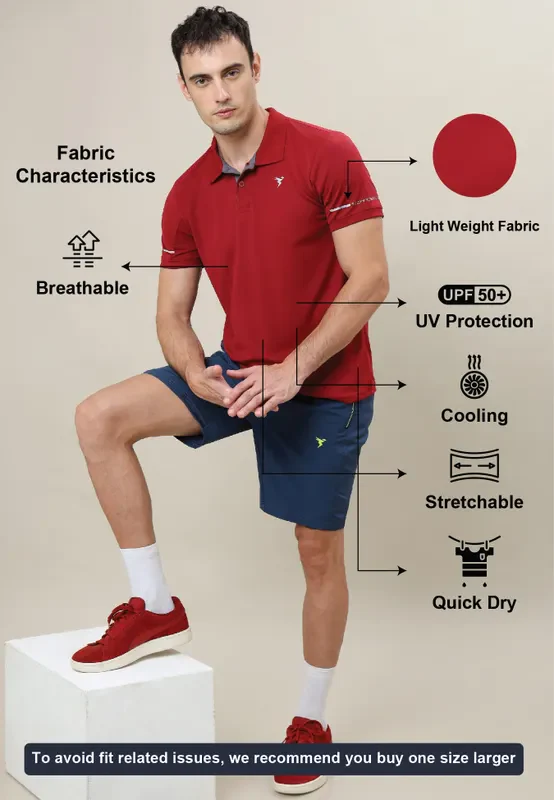 Men Solid Slim Fit Polo T-shirt with TECHNO COOL+ - Image 3