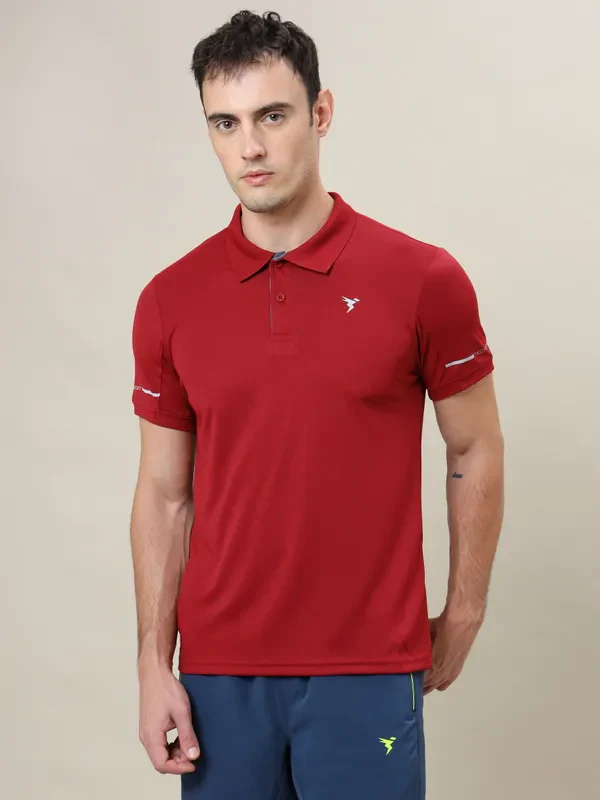 Men Solid Slim Fit Polo T-shirt with TECHNO COOL+ - Image 5