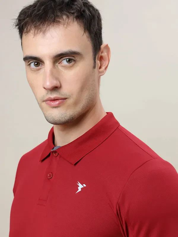 Men Solid Slim Fit Polo T-shirt with TECHNO COOL+ - Image 6