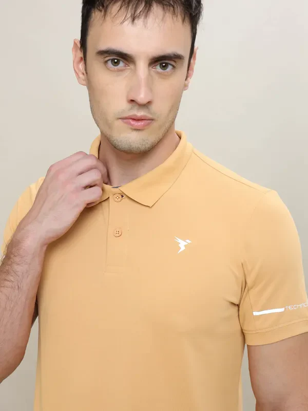 Men Solid Slim Fit Polo T-shirt with TECHNO COOL+ - Image 6