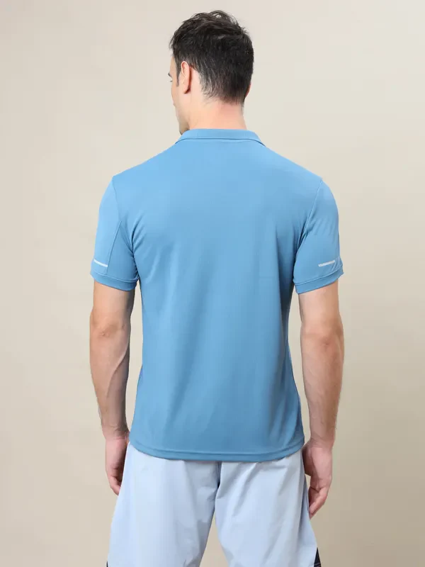 Men Solid Slim Fit Polo T-shirt with TECHNO COOL+ - Image 2