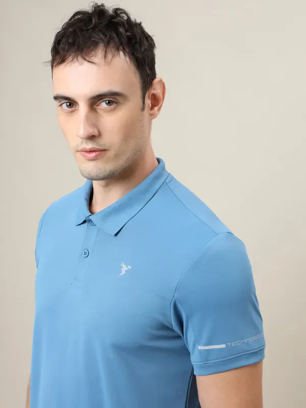 Men Solid Slim Fit Polo T-shirt with TECHNO COOL+ - Image 6