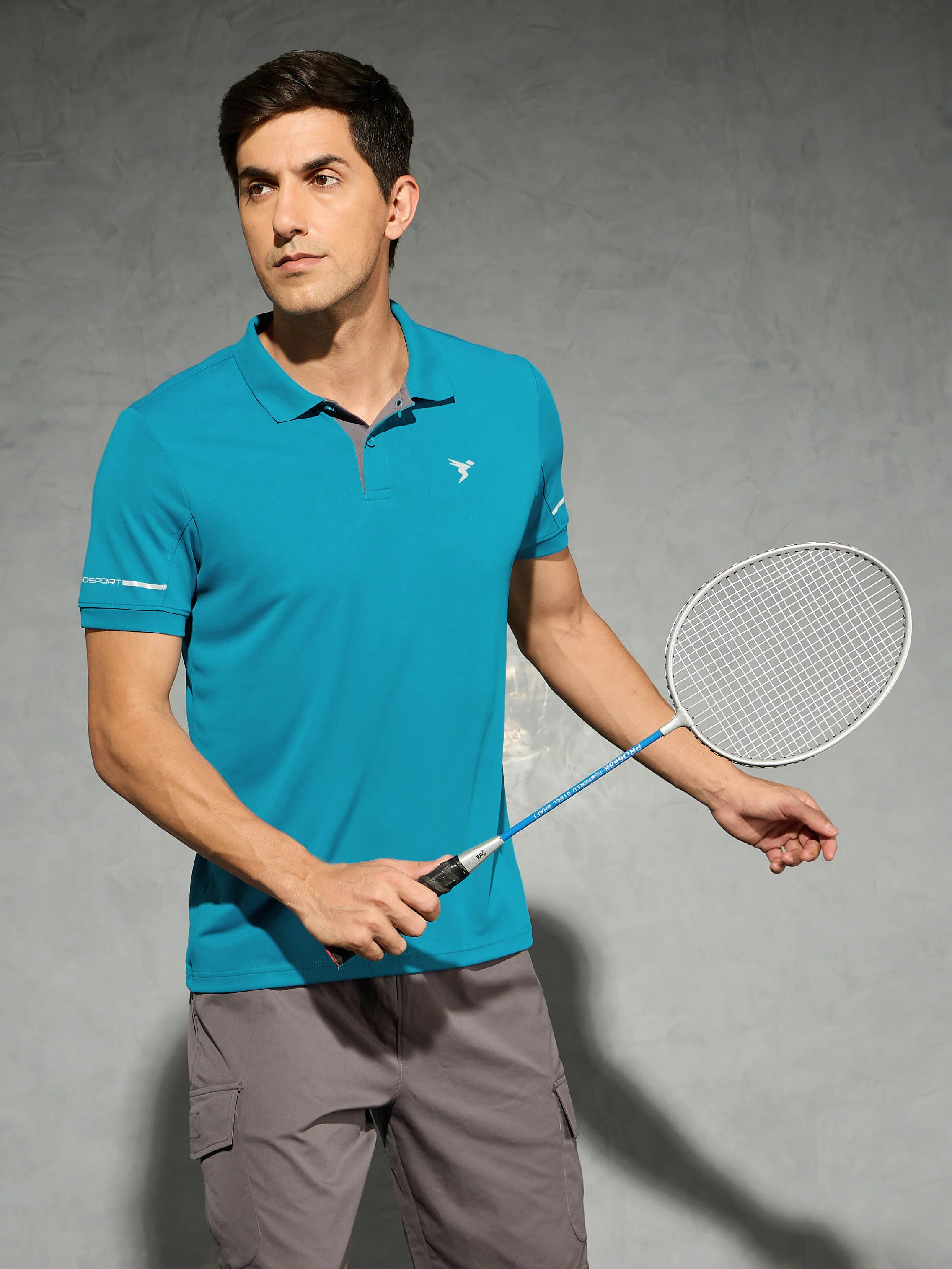 Men Solid Slim Fit Polo T-shirt with TECHNO COOL+ - Image 2