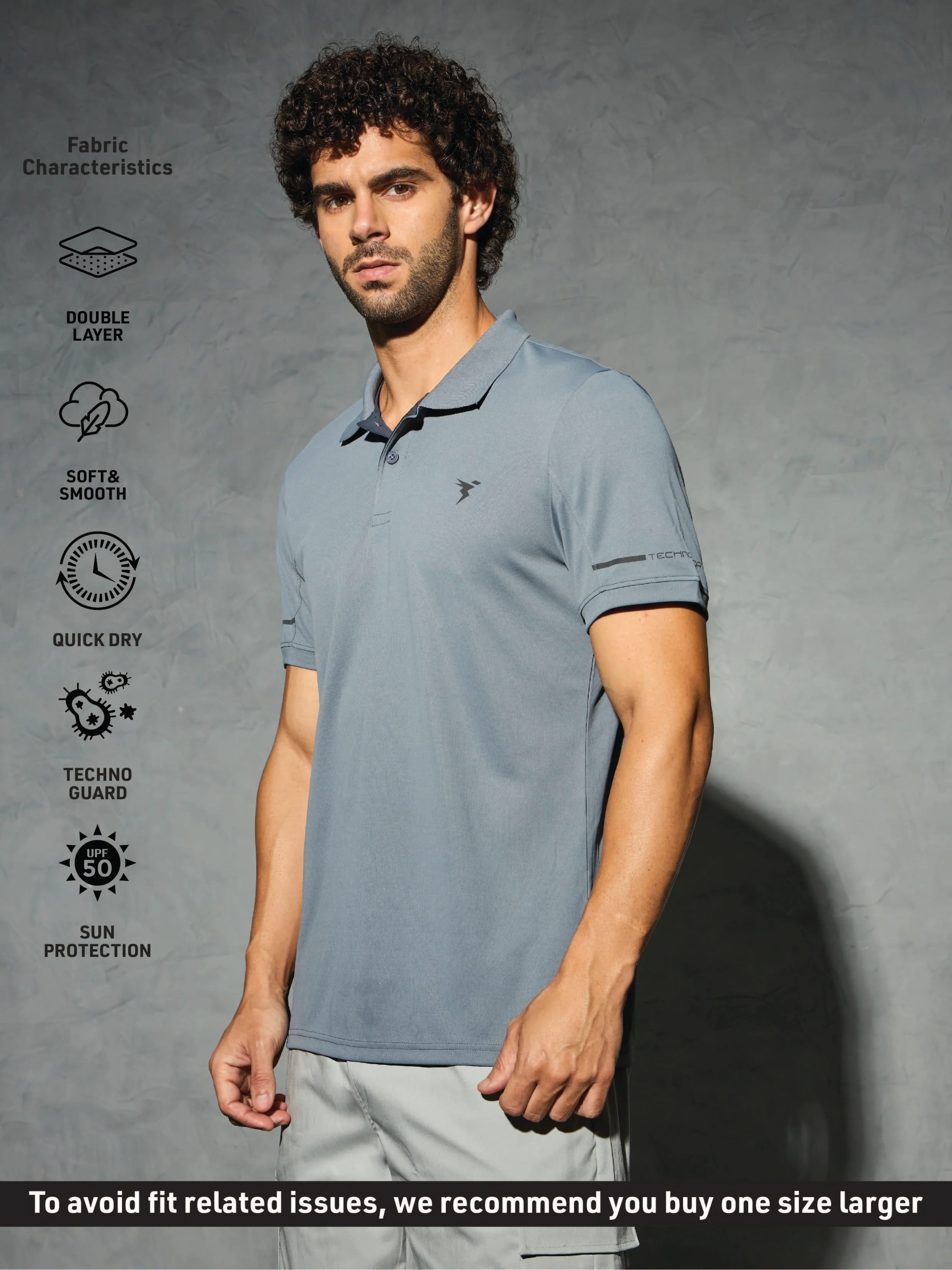 Men Solid Slim Fit Polo T-shirt with TECHNO COOL+ - Image 4