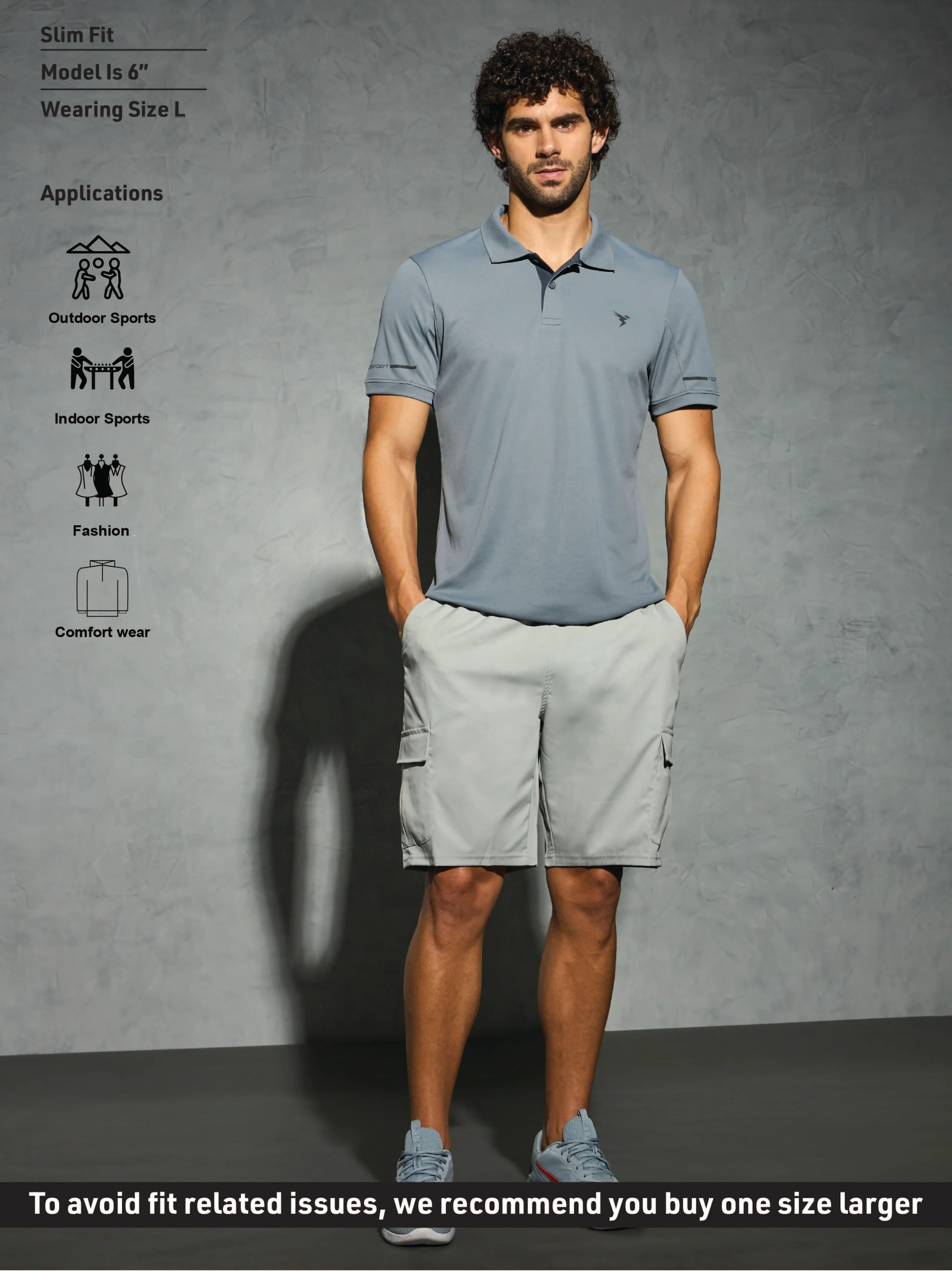 Men Solid Slim Fit Polo T-shirt with TECHNO COOL+ - Image 5