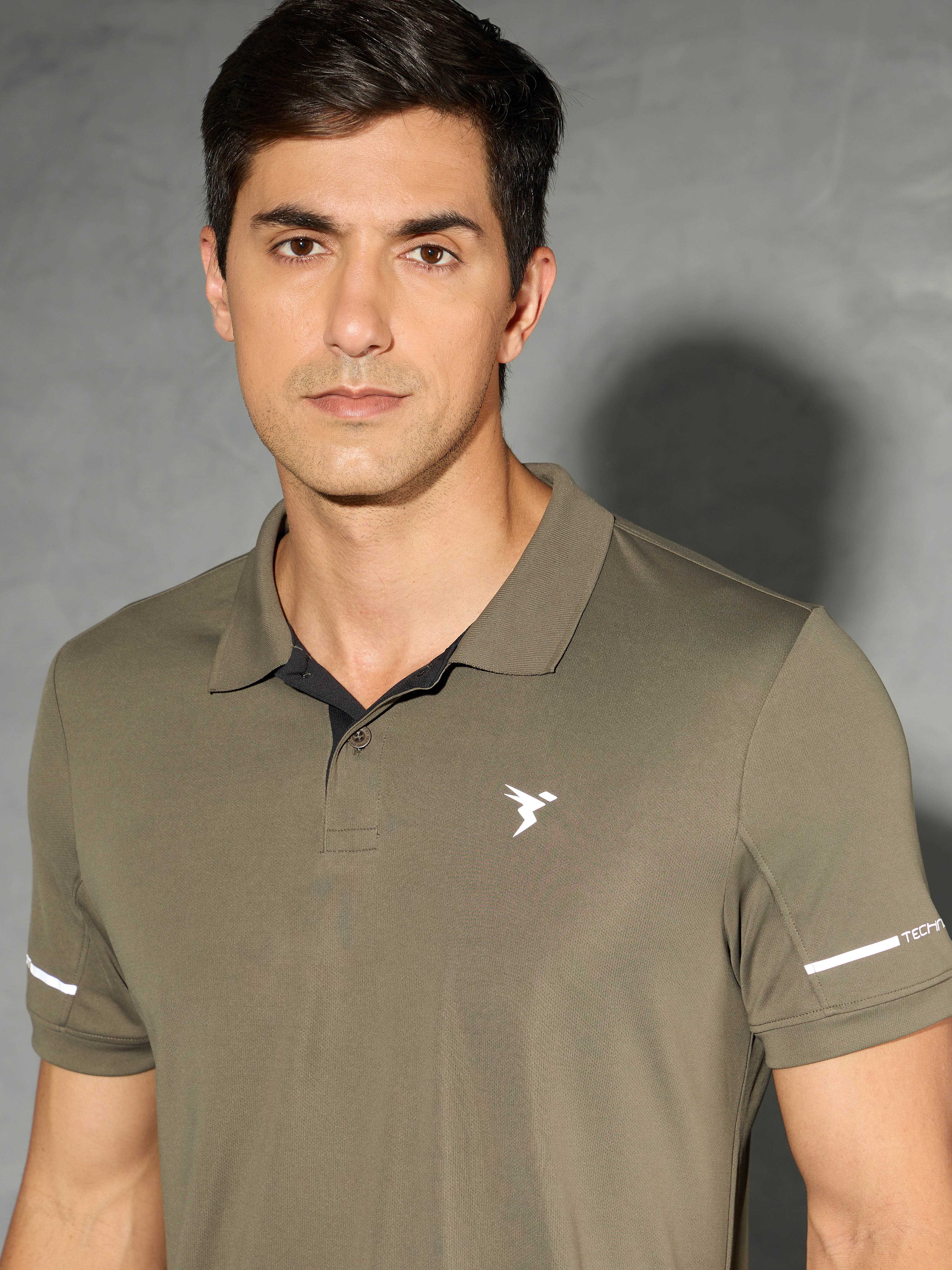 Men Solid Slim Fit Polo T-shirt with TECHNO COOL+ - Image 6