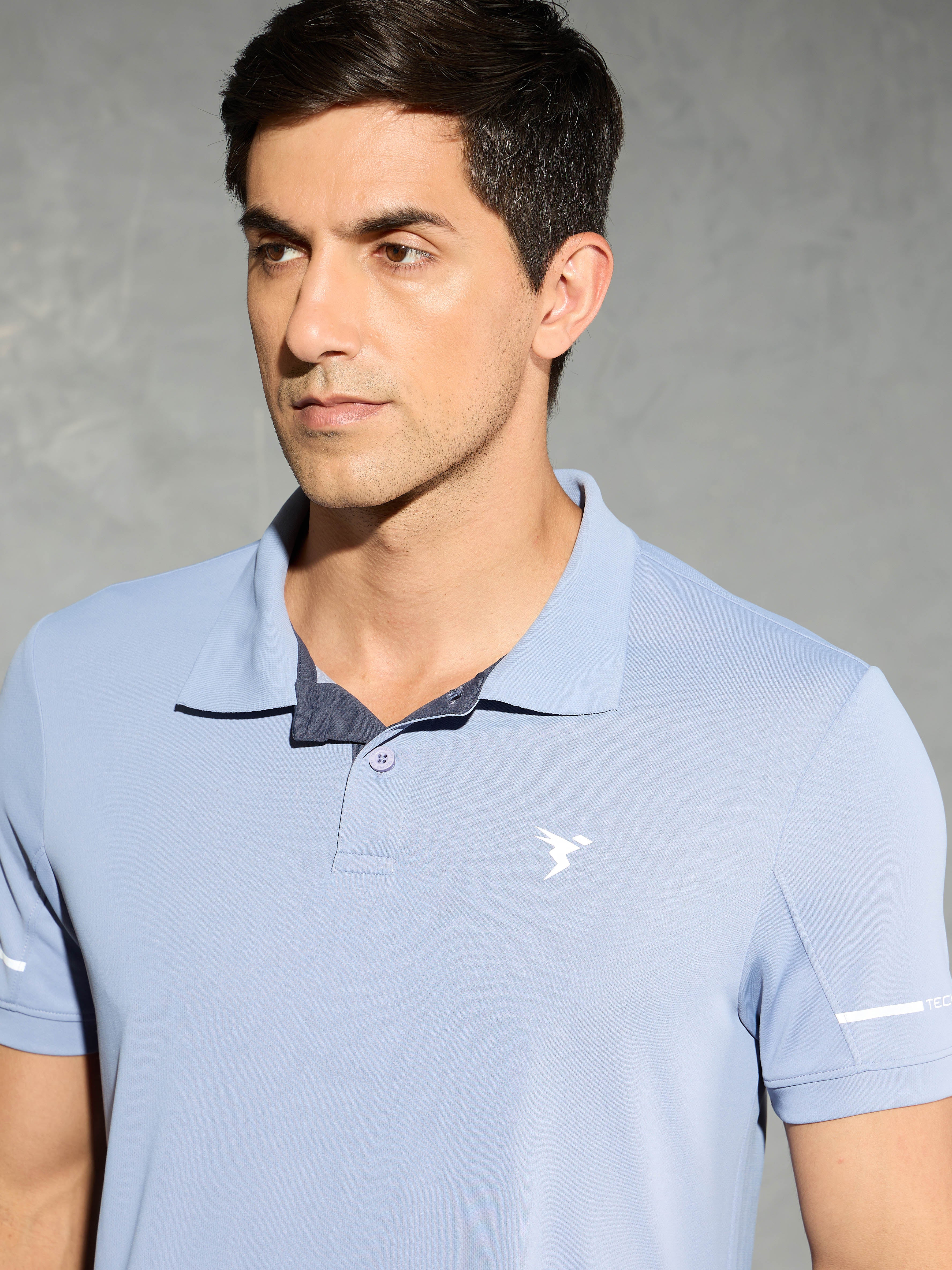 Men Solid Slim Fit Polo T-shirt with TECHNO COOL+ - Image 6