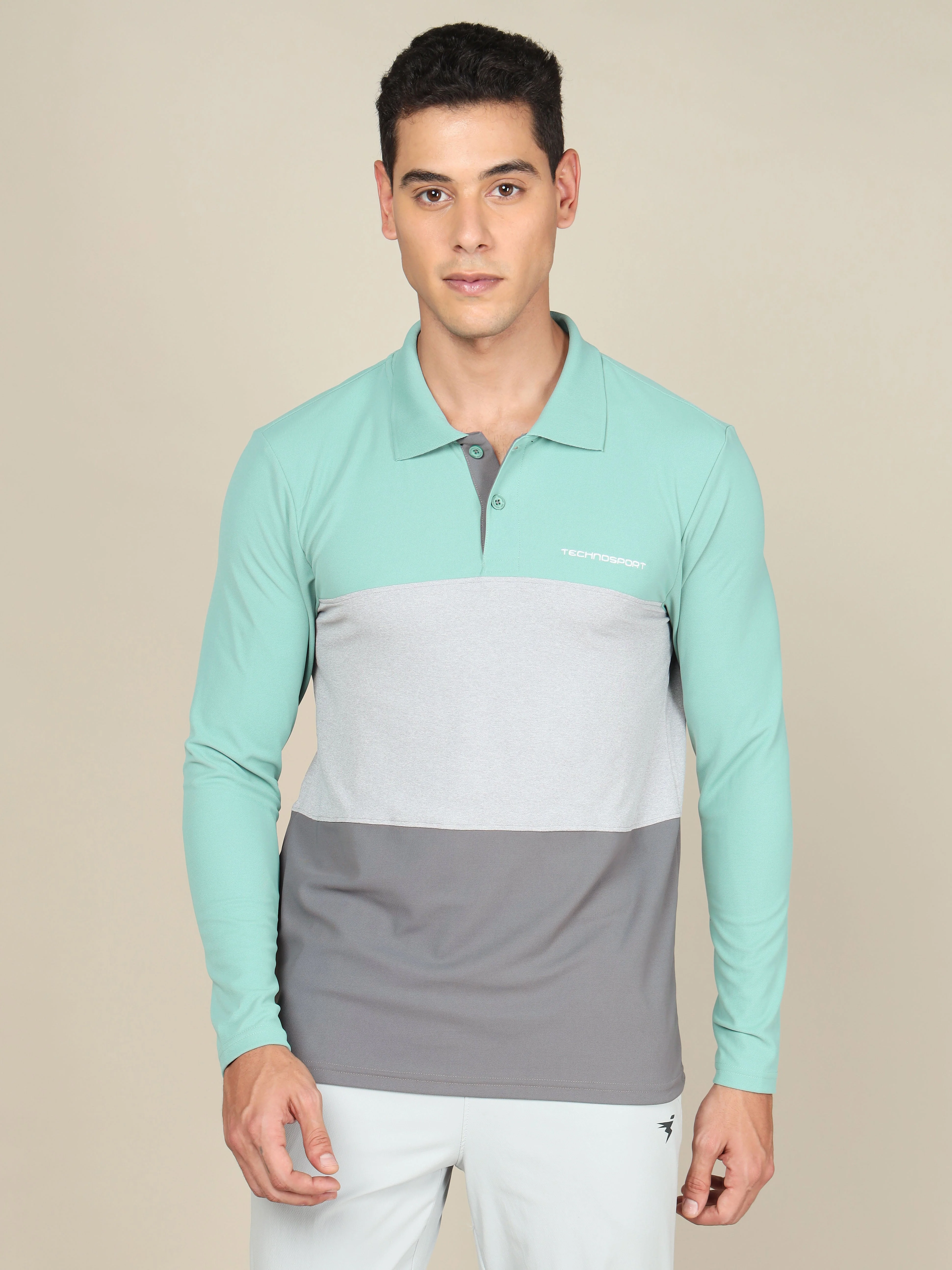 Men Solid Slim Fit Polo T-shirt with MATPIQ - Image 2