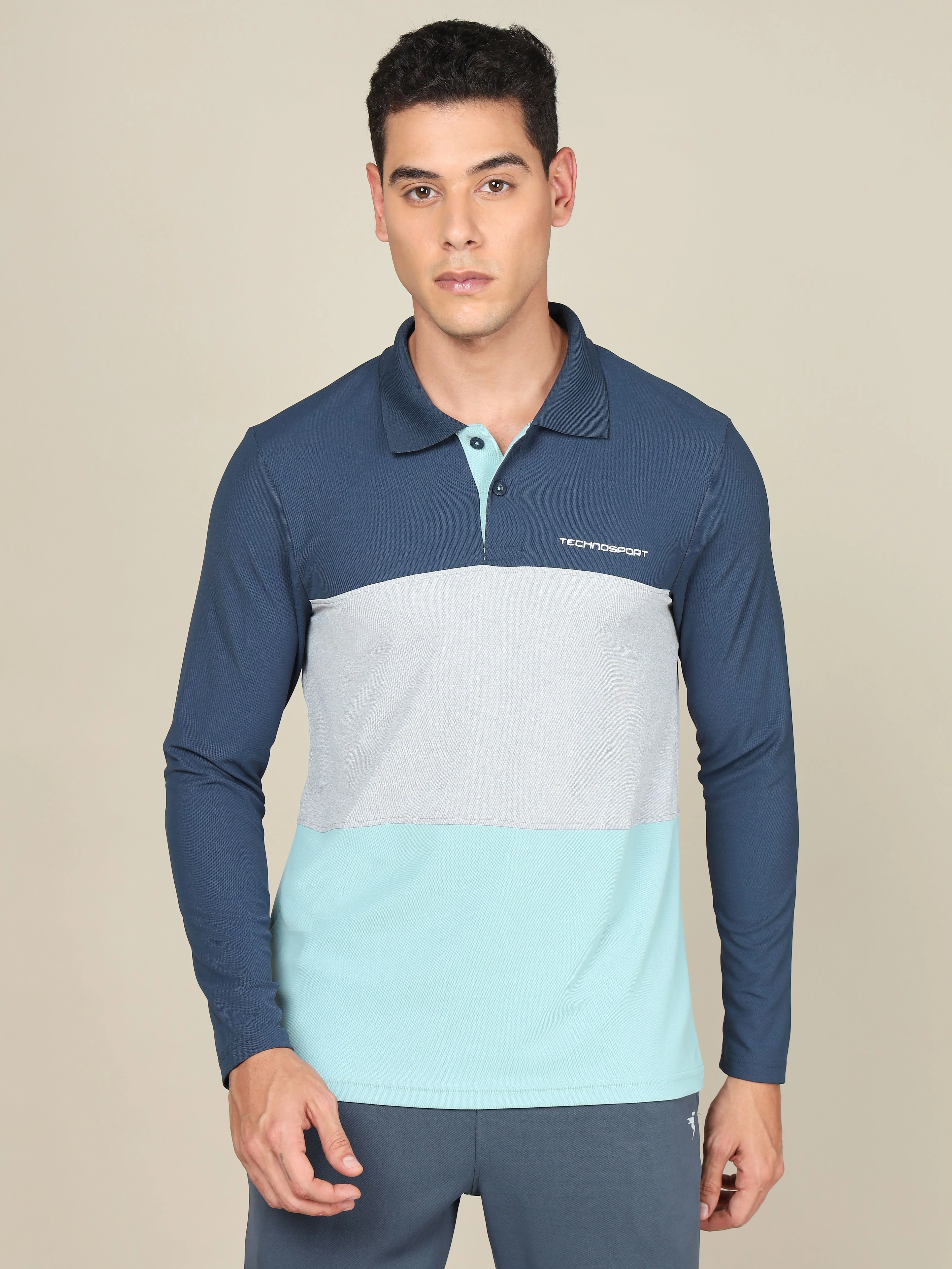 Men Solid Slim Fit Polo T-shirt with MATPIQ - Image 2
