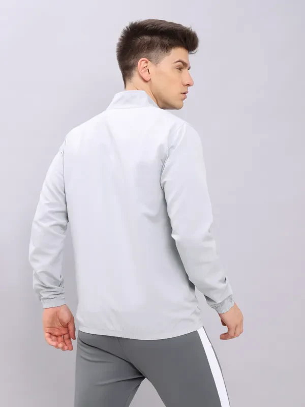 Men Solid Slim Fit Mock Neck Jacket with TECHNOLITE - Image 3
