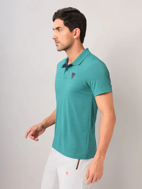 Men Self Design Slim Fit Polo T-shirt with AIRTEX STRIPES - Image 4