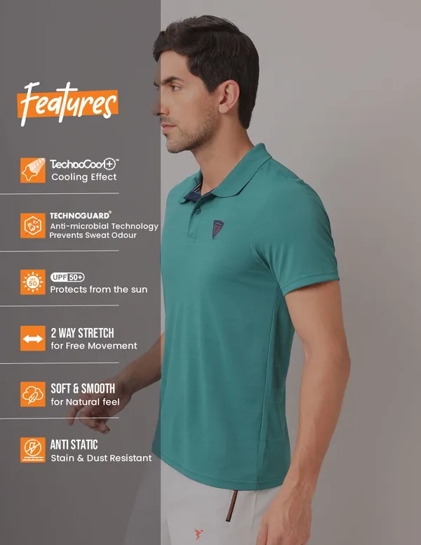 Men Self Design Slim Fit Polo T-shirt with AIRTEX STRIPES - Image 6