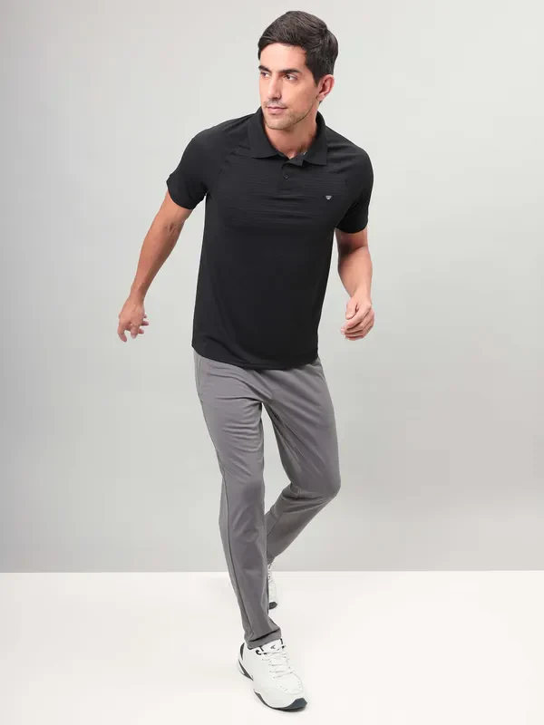 Men Self Design Slim Fit Polo T-shirt with MATPIQ - Image 4