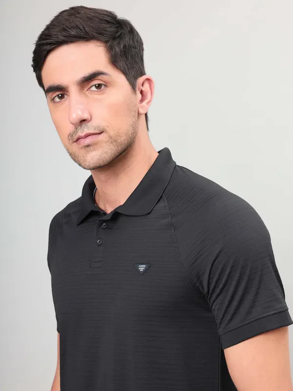 Men Self Design Slim Fit Polo T-shirt with MATPIQ - Image 6