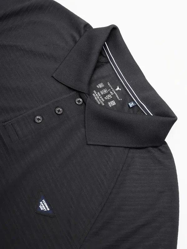 Men Self Design Slim Fit Polo T-shirt with MATPIQ - Image 7