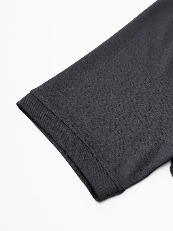 Men Self Design Slim Fit Polo T-shirt with MATPIQ - Image 8