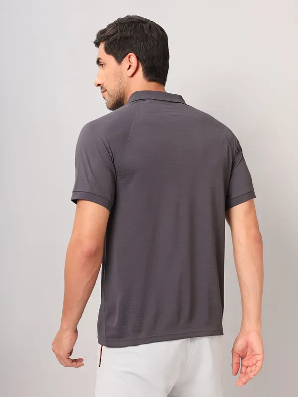Men Self Design Slim Fit Polo T-shirt with MATPIQ - Image 3