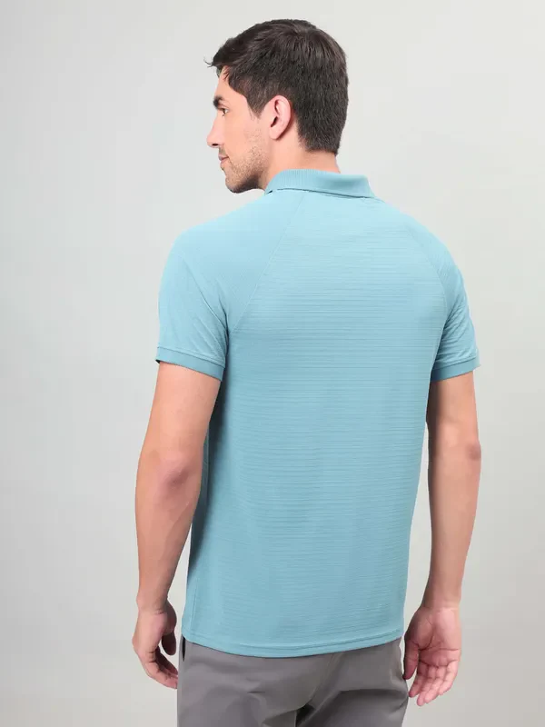 Men Self Design Slim Fit Polo T-shirt with MATPIQ - Image 3