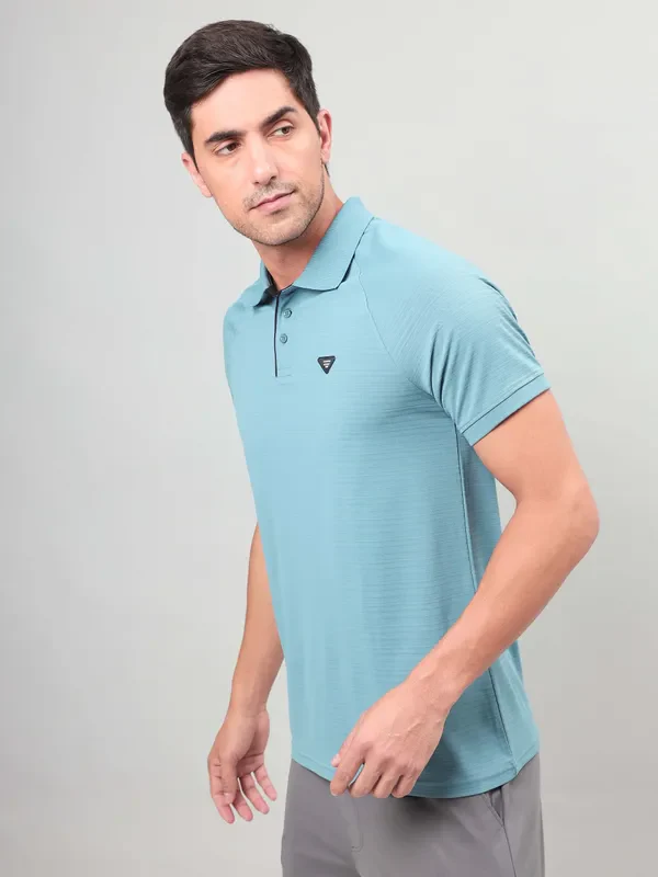 Men Self Design Slim Fit Polo T-shirt with MATPIQ - Image 4