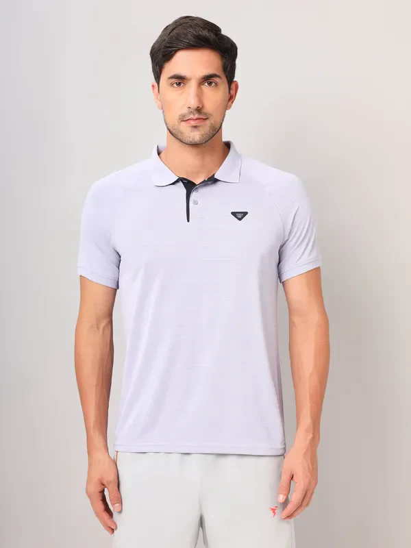 Men Self Design Slim Fit Polo T-shirt with MATPIQ - Image 2