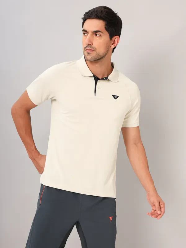 Men Self Design Slim Fit Polo T-shirt with MATPIQ