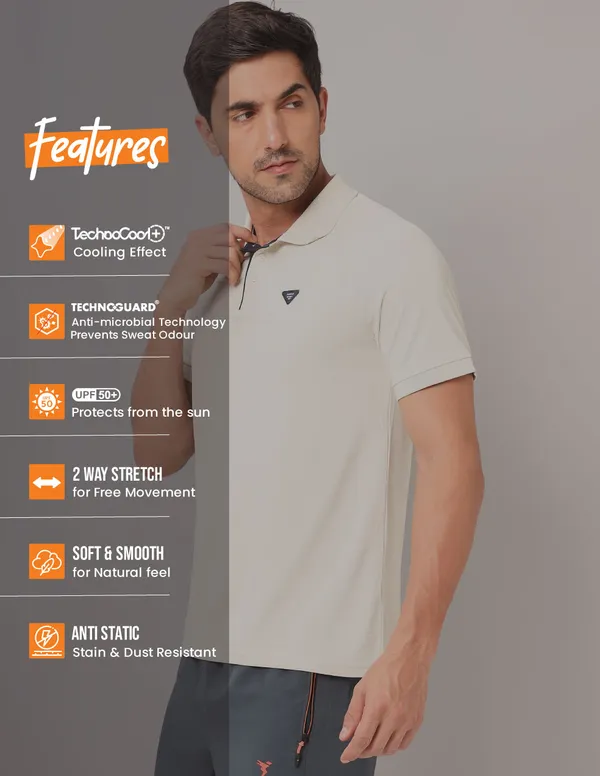 Men Self Design Slim Fit Polo T-shirt with MATPIQ - Image 6