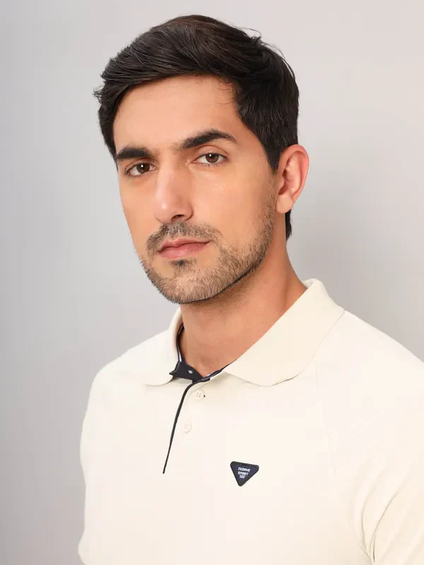 Men Self Design Slim Fit Polo T-shirt with MATPIQ - Image 8