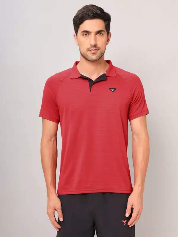 Men Self Design Slim Fit Polo T-shirt with MATPIQ - Image 7