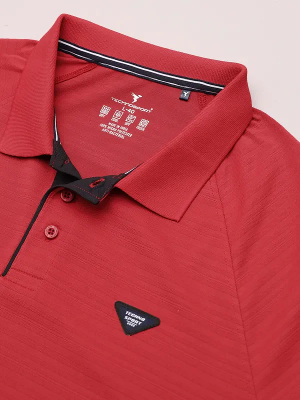 Men Self Design Slim Fit Polo T-shirt with MATPIQ - Image 9
