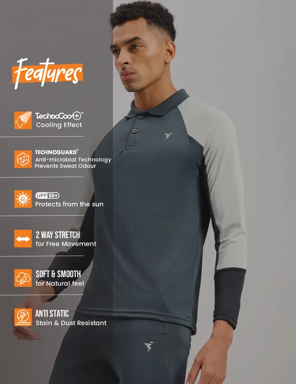 Men Colorblock Slim Fit Polo T-shirt with TECHNO COOL+ - Image 7