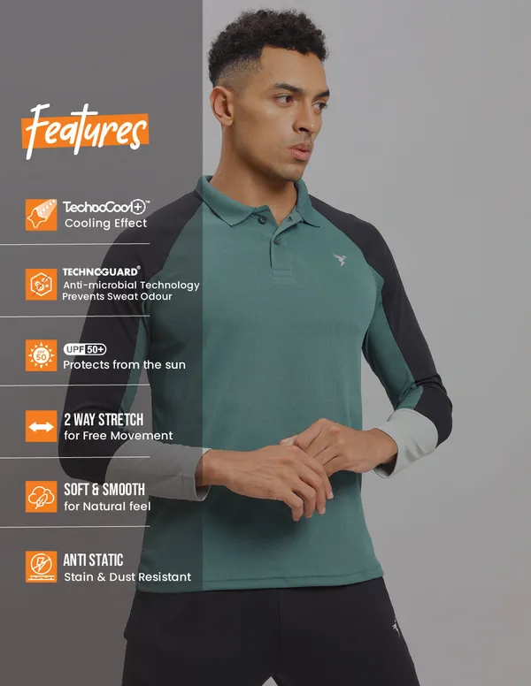 Men Colorblock Slim Fit Polo T-shirt with TECHNO COOL+ - Image 6