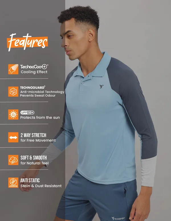 Men Colorblock Slim Fit Polo T-shirt with TECHNO COOL+ - Image 8