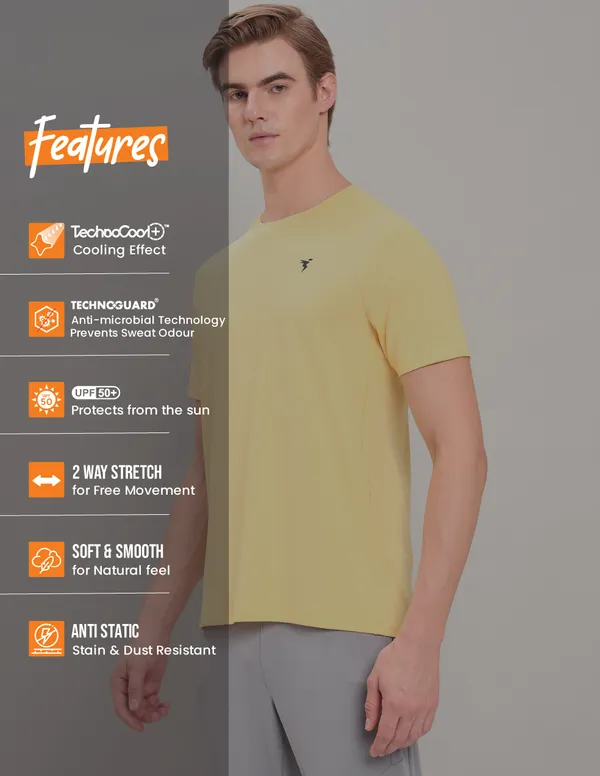 Men Solid Slim Fit Crew Neck T-shirt with TECHNO COOL+ - Image 5