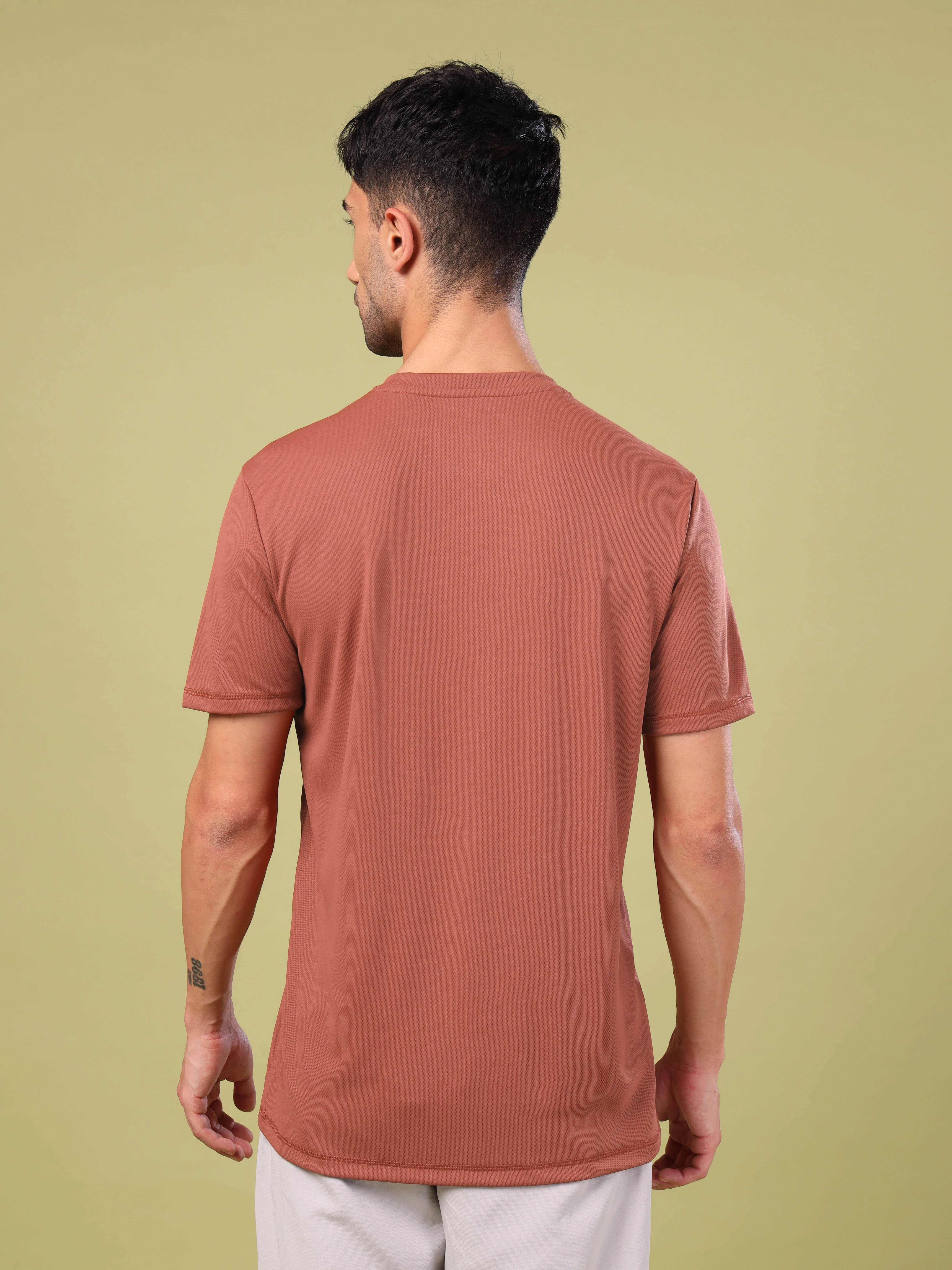 Men Solid Slim Fit Crew Neck T-shirt with TECHNO COOL+ - Image 3