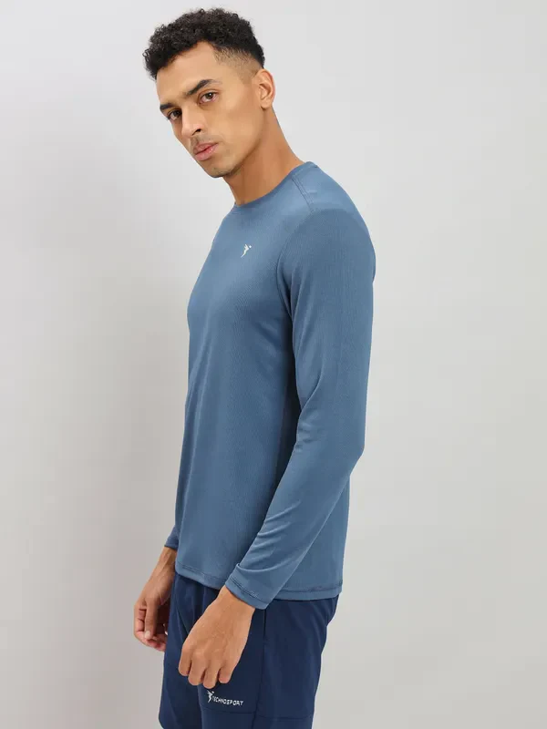 Men Solid Slim Fit Crew Neck T-shirt with TECHNO COOL+ - Image 4