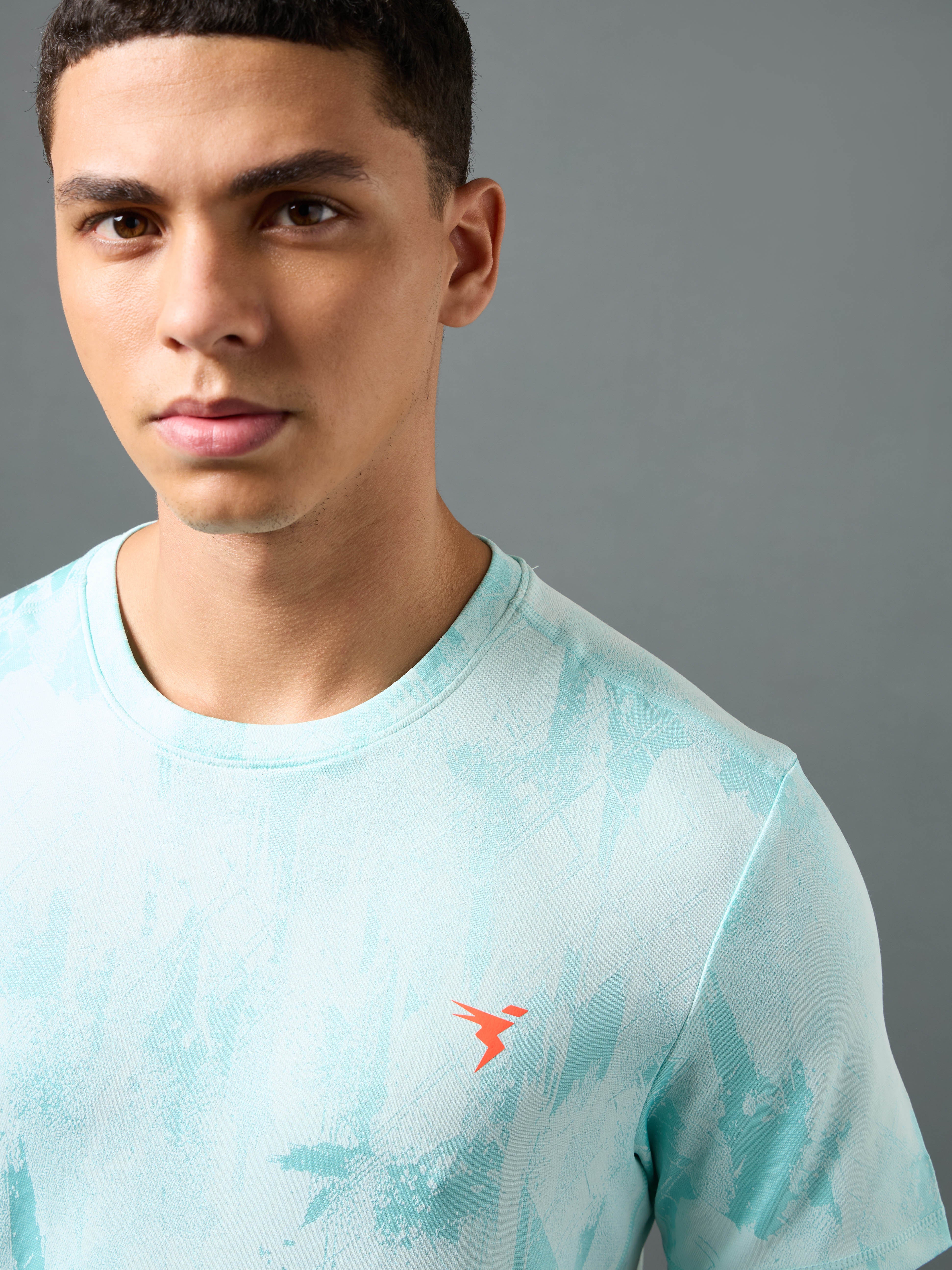 Men Jacquard Slim Fit Crew Neck T-shirt with DOUBLE COOL - Image 6