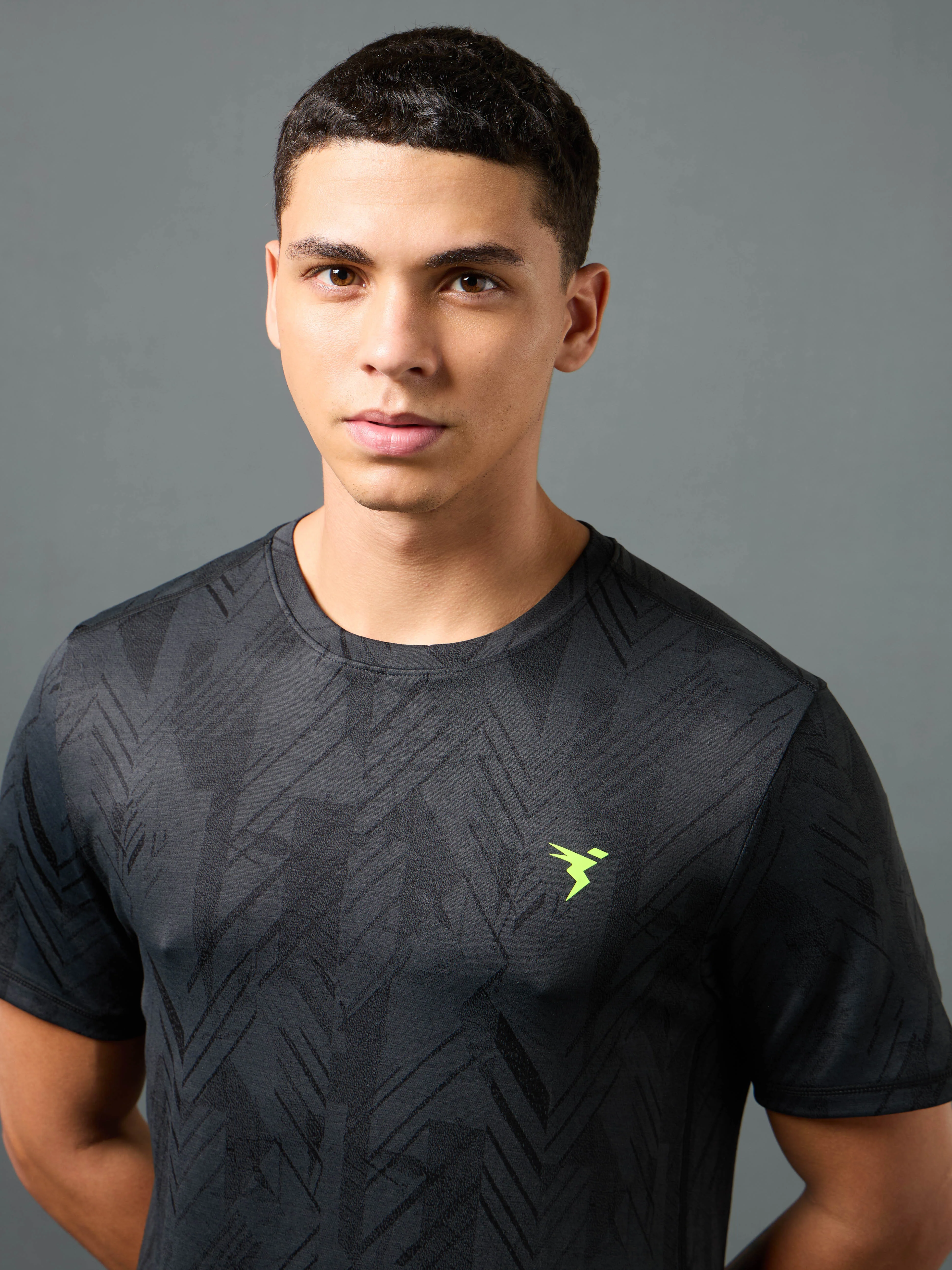 Men Jacquard Slim Fit Crew Neck T-shirt with DOUBLE COOL - Image 6