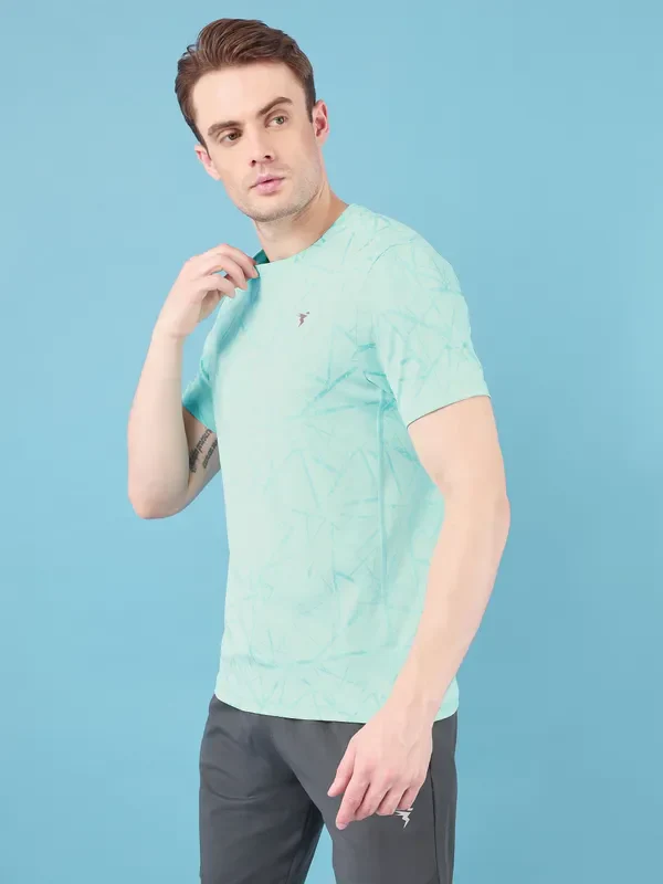 Men Jacquard Slim Fit Crew Neck T-shirt with DOUBLE COOL - Image 4