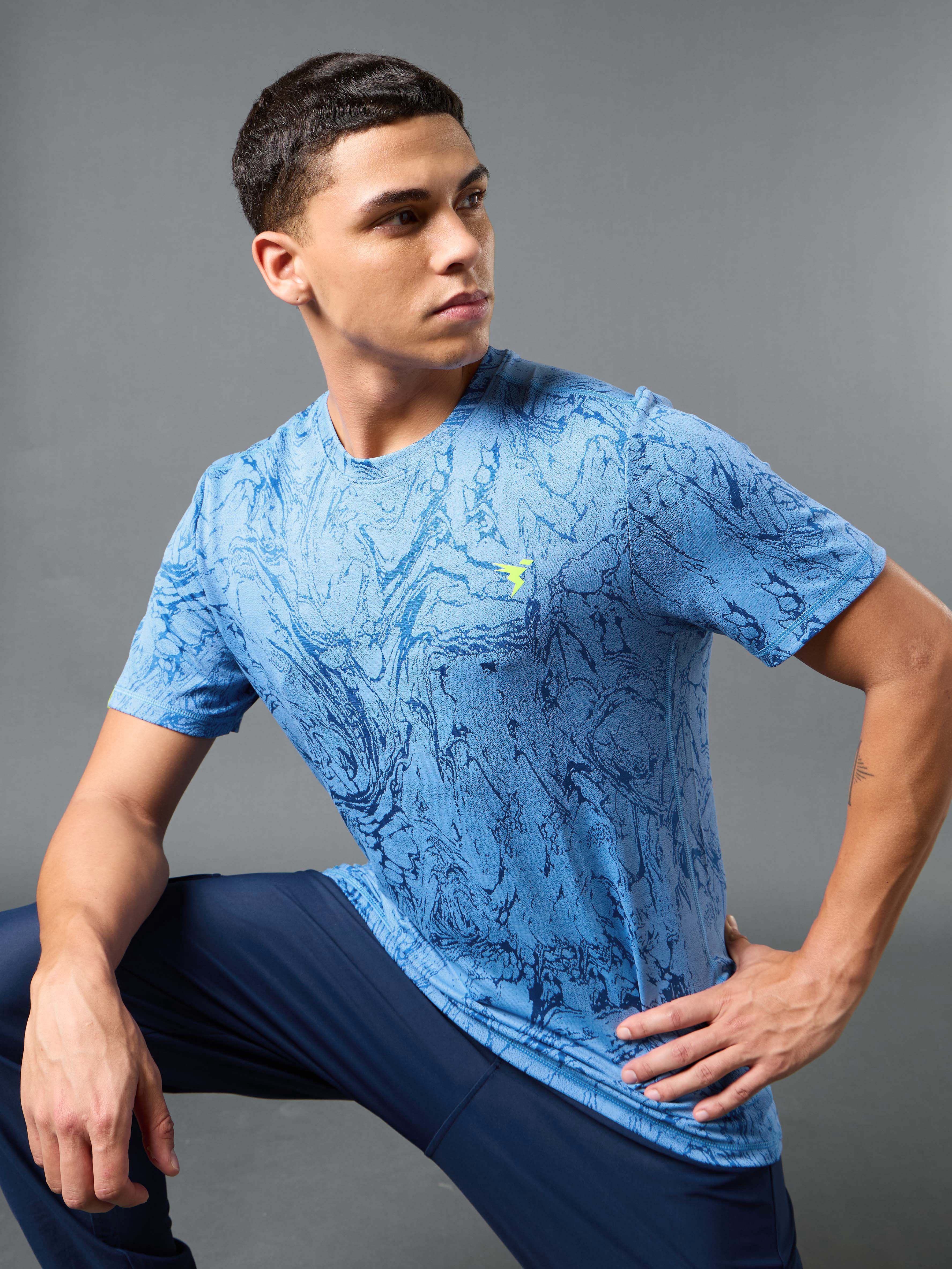 Men Jacquard Slim Fit Crew Neck T-shirt with DOUBLE COOL - Image 5