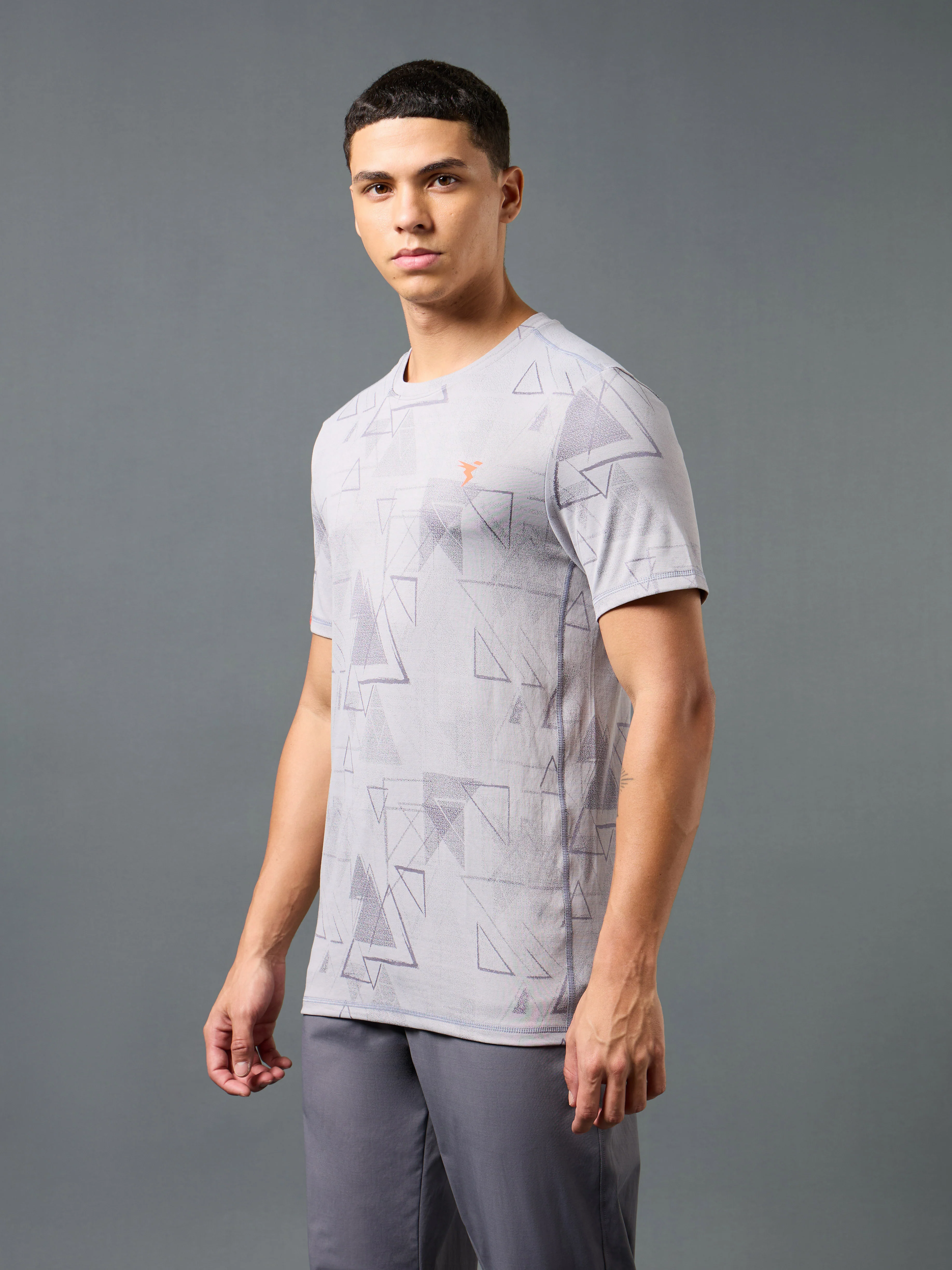 Men Jacquard Slim Fit Crew Neck T-shirt with DOUBLE COOL - Image 4