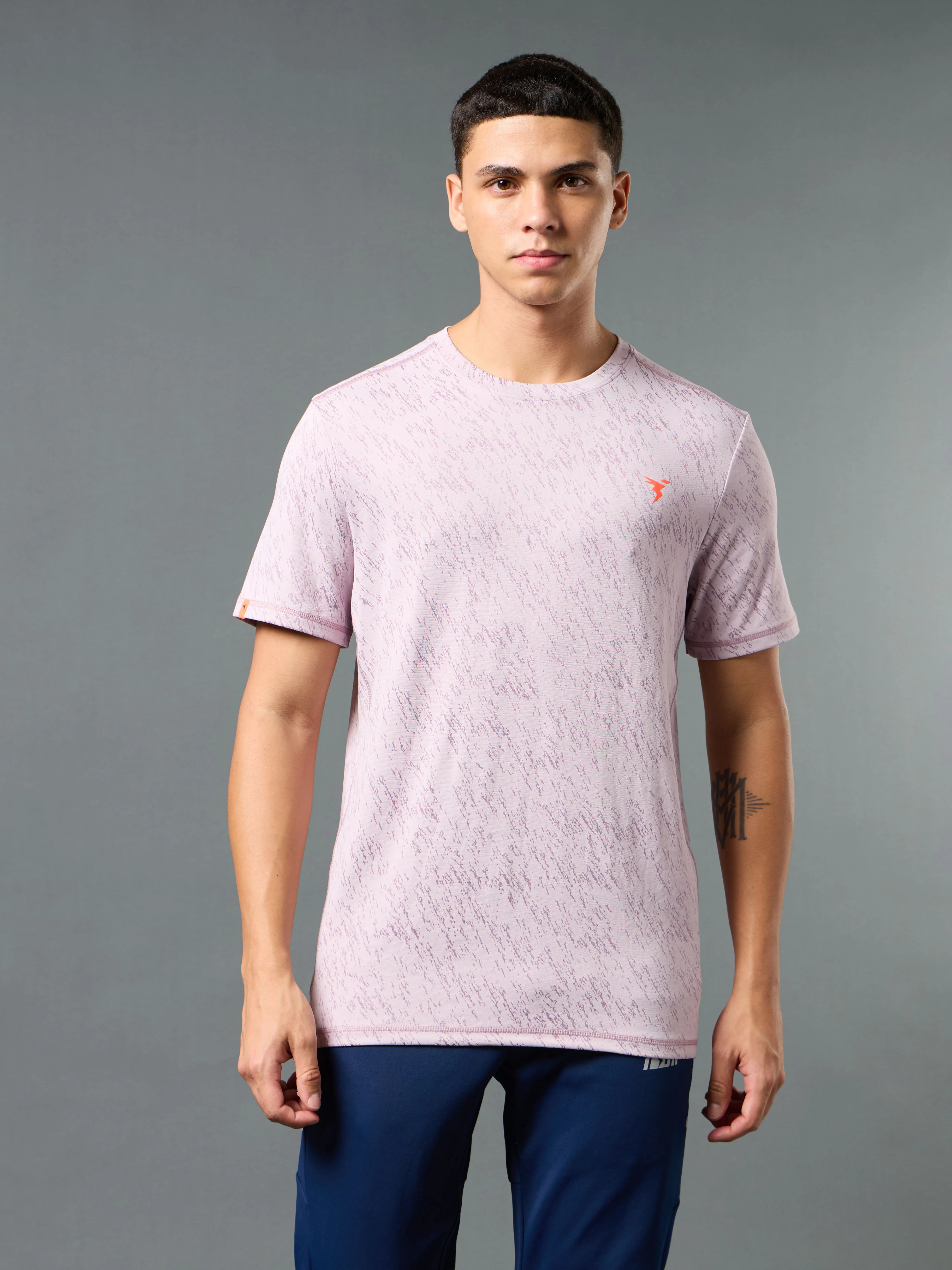 Men Jacquard Slim Fit Crew Neck T-shirt with DOUBLE COOL - Image 2