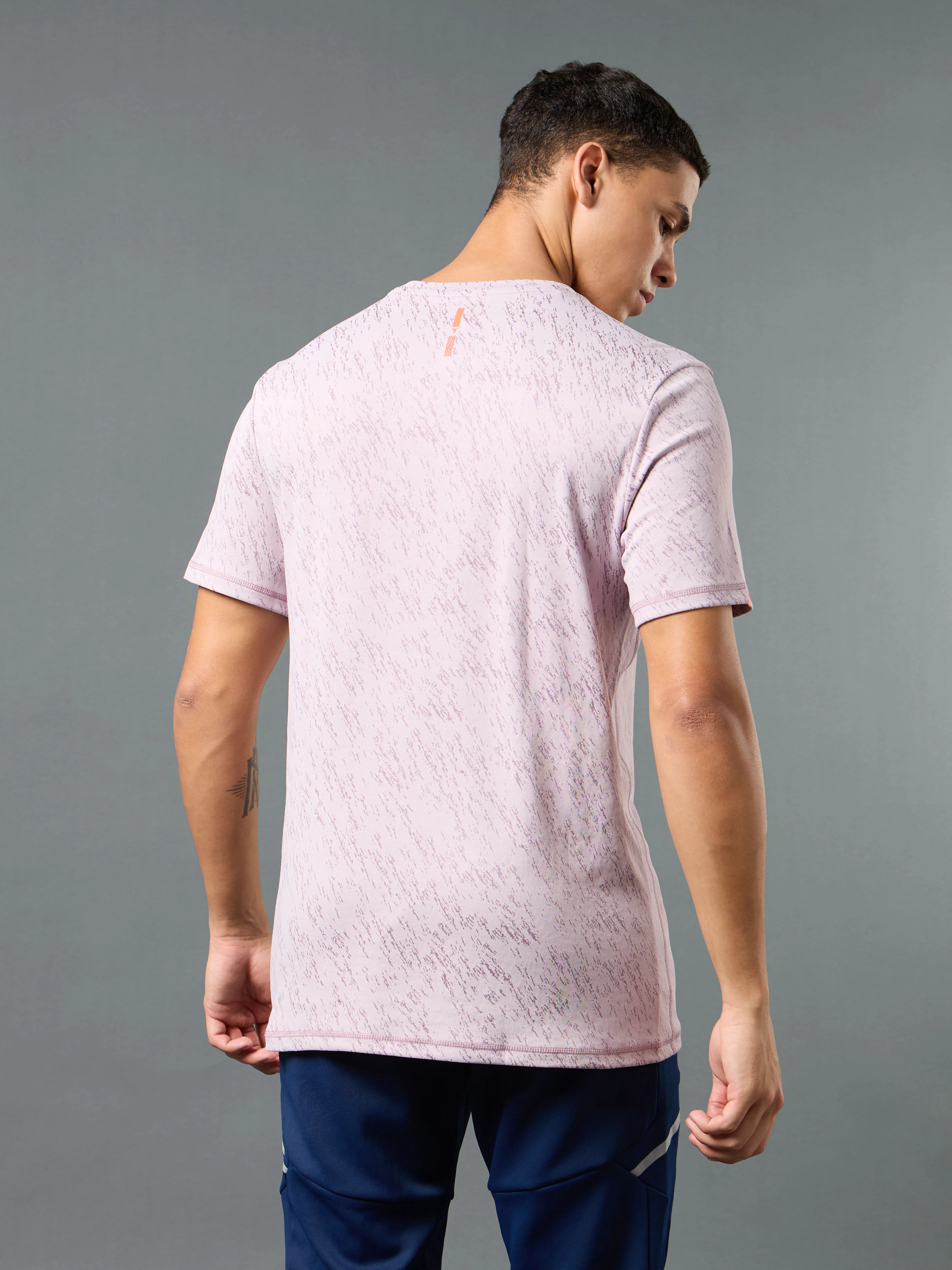 Men Jacquard Slim Fit Crew Neck T-shirt with DOUBLE COOL - Image 3